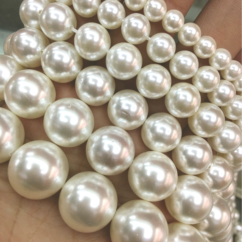 5Strand Shell Pearl Beads Strands Round White 14mm Hole: 1mm about 28pcs/strand 16 inch