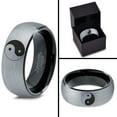 thumbnail image 4 of Tungsten Yin-Yang Band Ring 8mm Men Women Comfort Fit Black Dome Brushed Gray Polished Size 10.5, 4 of 4