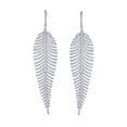 thumbnail image 2 of Modern Statement Bride Bridal Large Long Linear Leaf Pave CZ Cubic Zirconia Chandelier Earrings for Women Wedding Prom  Rhodium Plated, 2 of 3