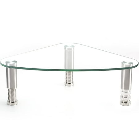 Clear Glass Computer Monitor Riser / Triangle Desktop Universal Corner ...