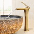 thumbnail image 1 of Grifo de cascada de cobre para lavabo de baño, lavabo de encimera, grifo vintage de agua fría y caliente, oro blanco, 1 of 5