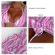 thumbnail image 5 of Conjunto de Bikini para mujer, traje de baño elegante de 2 piezas para playa, traje de baño de malla transparente, prendas de vestir de manga larga, rayas rosas y blancas XL, 5 of 6