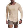 thumbnail image 1 of Chemise d'Exercice Décontractée pour Hommes, Couleur Unie, Manches Longues, Col Rond, Couche de Base, Évacuation de l'Humidité, 1 of 8