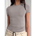 thumbnail image 4 of Women'S Casual Basic Going Out Crop Tops Slim Fit Short Sleeve Crew Neck Tight T Shirts Short Sleeve No. 62 S, 4 of 8