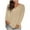 Khaki, variant on breaise Womens Long Sleeve Shirts Plus Size V Neck Casual Tops Loose Solid T-shirt Pullover S-5XL Sans frais de transport