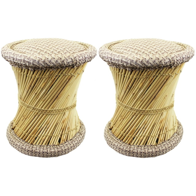 Natural Geo Tabouret d'Accent Moray (Ensemble de 2) - Jute Brun Clair
