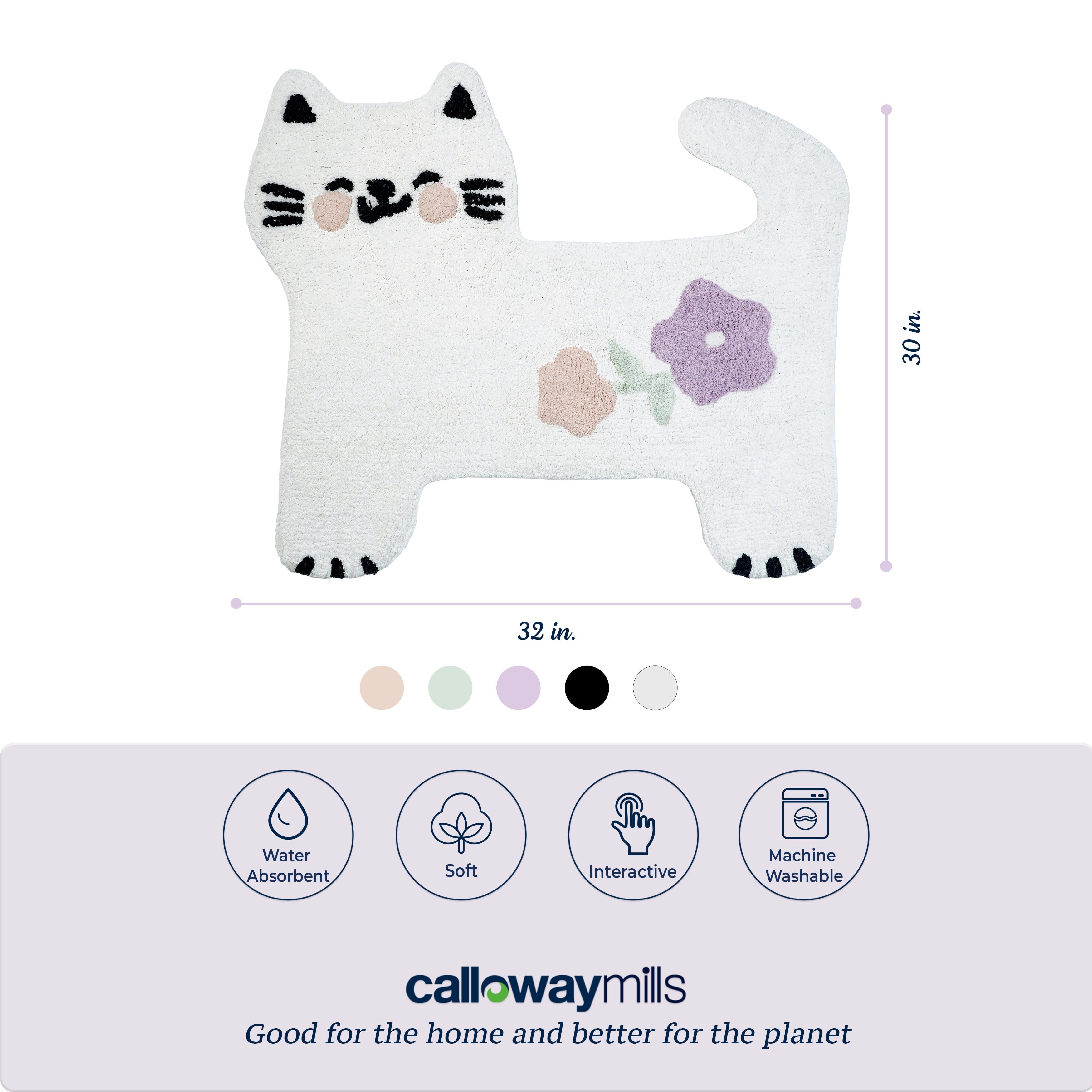 Calloway Mills 114413032 White Flower Kitty 30” x 32”
