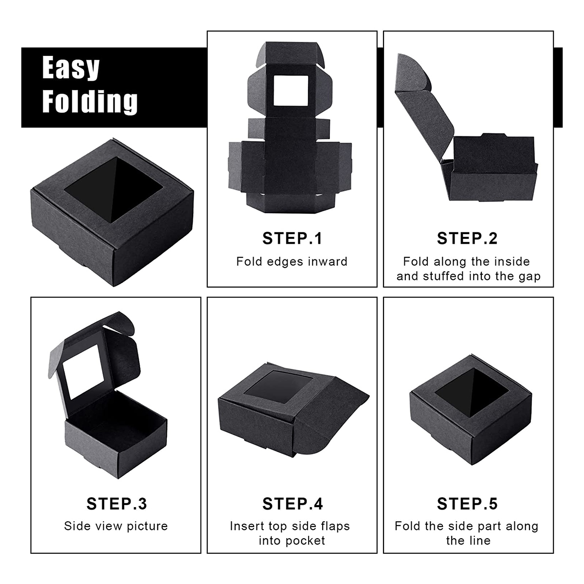 Buy 50 Pieces Mini Kraft Paper Box with Window Present Packaging Box ...
