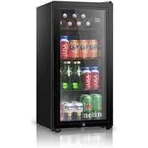 3.2 cu.ft Beverage Refrigerator Cooler with Glass Door - Mini Fridge for Beer Soda or Wine