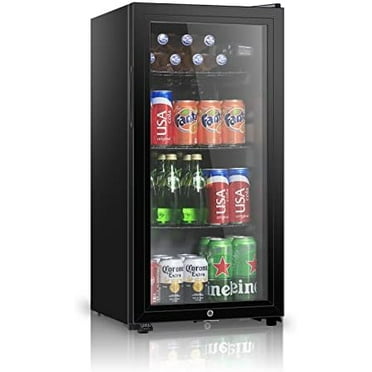 3.2 cu.ft Beverage Refrigerator Cooler with Glass Door - Mini Fridge for Beer Soda or Wine