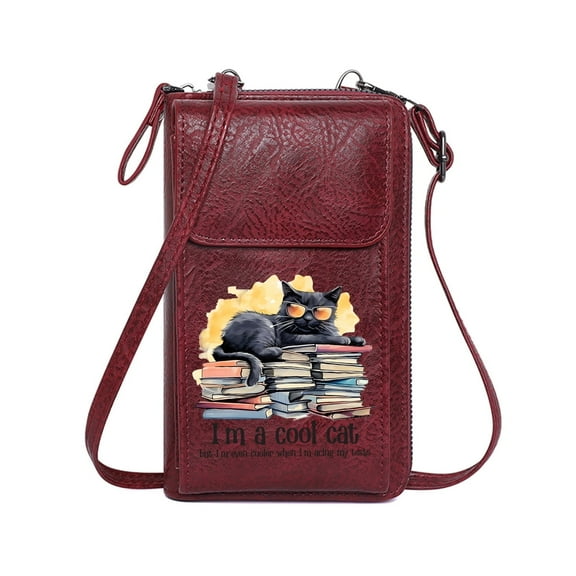 OIDERY Women’s RFID Clutch Purse Small Shoulder Bag black cat sunglasses academic success Long Purse for Gift Large Capacity Purse Gift