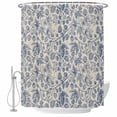 thumbnail image 2 of Blue Flowers Waterproof Fabric Shower Curtain,Retro Rustic Botanical Floral Leaves Vines Waterproof Fabric Shower Curtain for Bathroom Curtains Bathtubs Shower Curtains with 12 Hooks Long 72x78in, 2 of 8