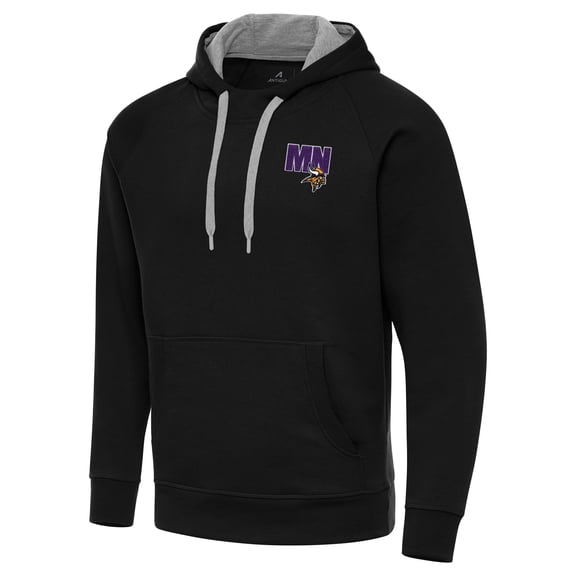 Men's Antigua  Black Minnesota Vikings Victory Pullover Hoodie