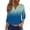 Blue, variant on Women's Gradient Color Block V-Neck 3/4 Sleeve T-Shirt with Button Trim, Modern Casual Top for Art Galleries or Casual Fridays,Dark Blue S