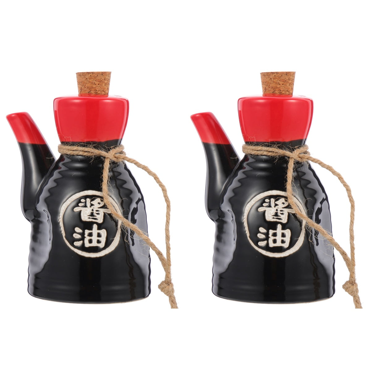 Set of 2 Vinegar Bottle Wine Pour Syrup Spice Bottles Sauce Containers Black