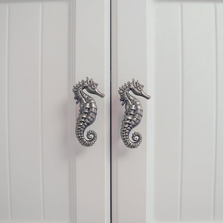 Silver Metal Seahorse Cabinet Dresser Drawer Knob Pull Hardware Beach Home Decor Silver Metal Seahorse Cabinet Dresser Drawer Knob Pull Hardware Beach Home Decor