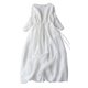 thumbnail image 2 of Puntoco Vestido Retro De Algodón Y Lino Con Cuello Redondo De Doble Capa Con Cordones En La Cintura Para Viajes Y Vacaciones Vestido De Manga Corta Con Cuello Redondo Blanco L, 2 of 6