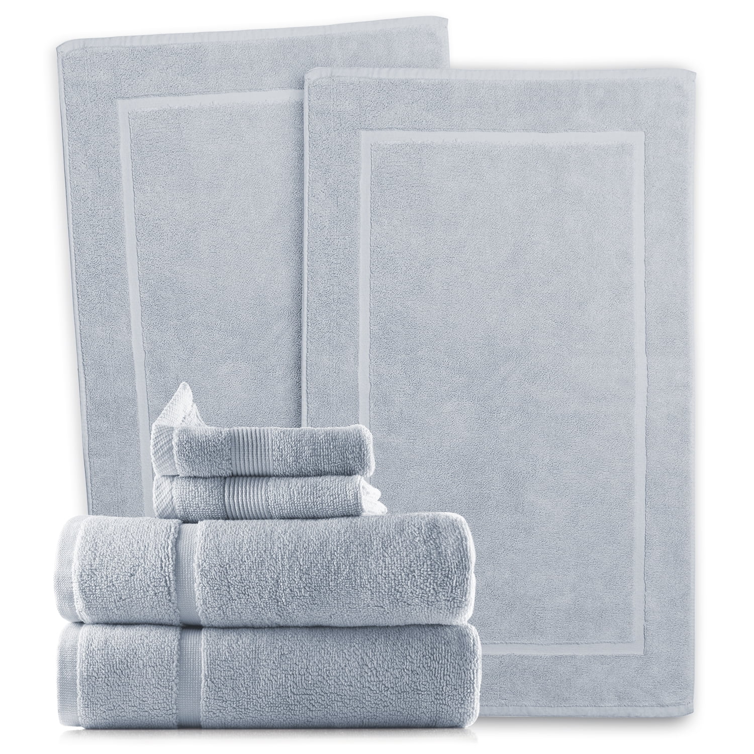 Clara Clark Bath Towels Set, 100% Cotton Luxury Softness 4 Pc Set, Ice Blue