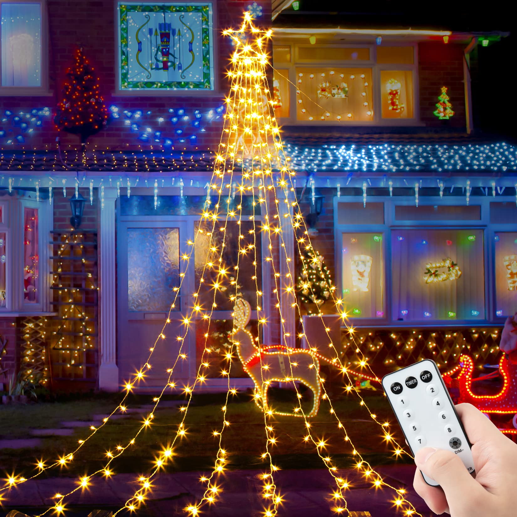 KTENME Christmas Star String Lights, Xmas Outdoor Yard Light