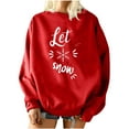 thumbnail image 5 of kayannuo Fall Clothes For Women Women Christmas Print Loose O-Neck Long-Sleeved Fleece Oversized Sweatshirt Pullover Red, 5 of 7