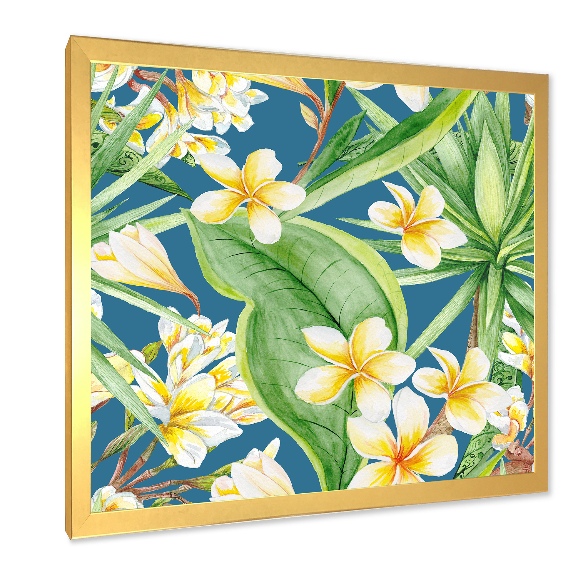 Designart 'Yellow Flowers and Tropical Foliage XV' Modern Framed Art Print