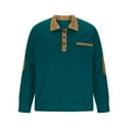 thumbnail image 3 of LNWUY Long Sleeve Shirts for Men Textured Collared Pullover Casual Color Block Outdoor Golf Shirt with Elbow Patch Green XXXL, 3 of 6