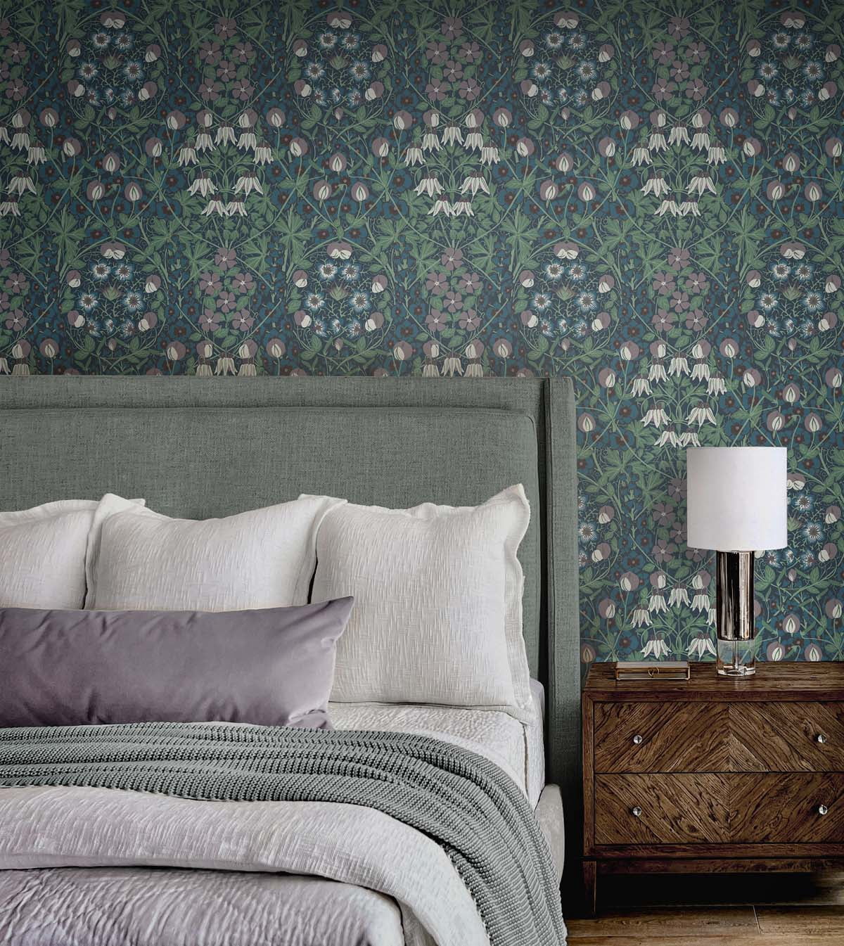 NextWall Deep Ocean & Purple Haze Tulip Garden Peel and Stick Wallpaper