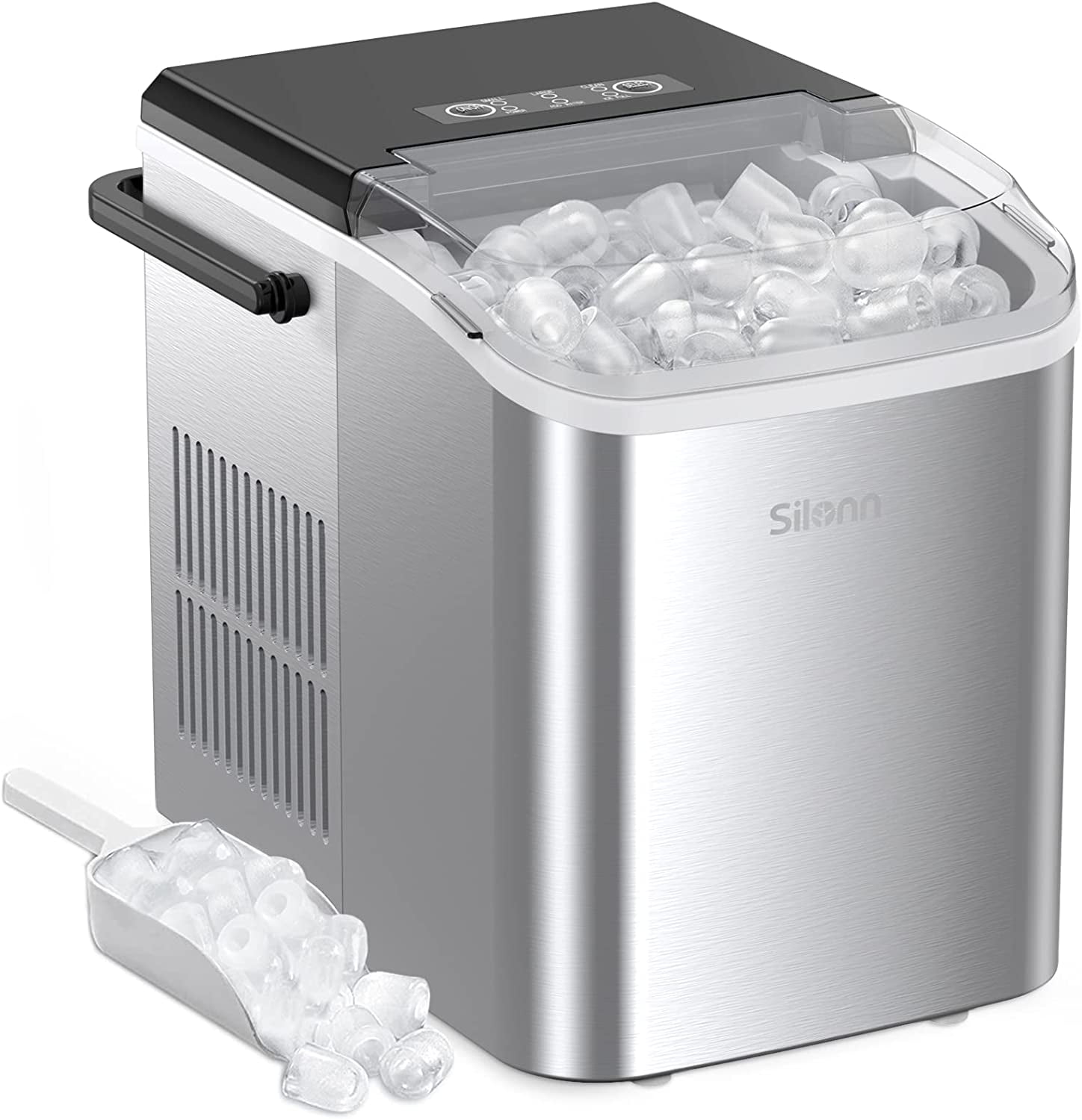 dans Teken Giotto Dibondon Countertop Ice Maker Machine with Handle, Portable Ice Makers Countertop,  27 lbs/24H, 9 Cubes in 7 Mins, Self-Cleaning Ice Maker with Ice Scoop and  Basket - Walmart.com