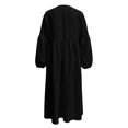 thumbnail image 4 of Women's Boho Deep V Neck Maxi Dress, Lantern Sleeve Loose Flowy Swing Dress, Solid Casual Vacation Beach Cover Up Dress for Summer Outfits Black XXL(XXL), 4 of 5