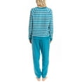 thumbnail image 2 of MUK LUKS Likely to Lounge Women's 2-Piece Pajama Set, Minky Fleece Long Sleeve and Jogger Pjs, Teal/Stripe, T/M, 2 of 6