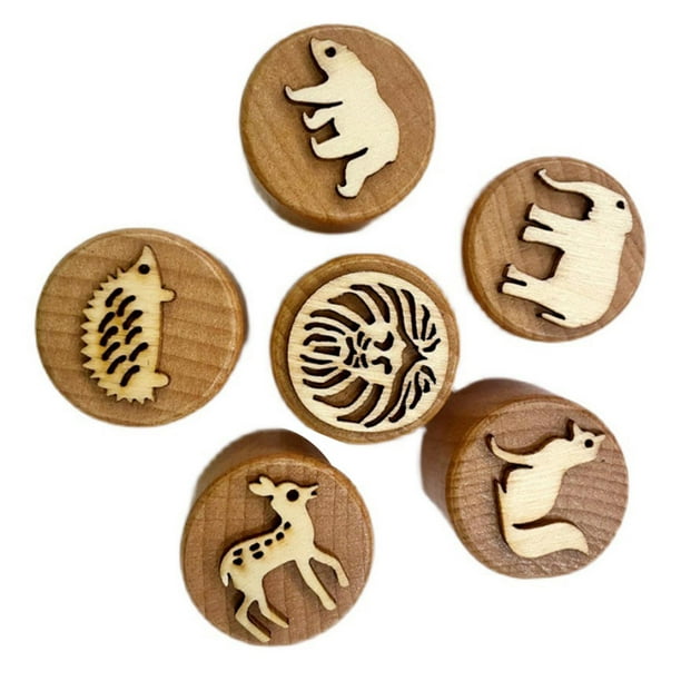 6 sellos de madera para niños, sellos de animales, manualidades de bricolaje, fabricación de tarjetas, regalo para arte, álbumes de recortes, sellos