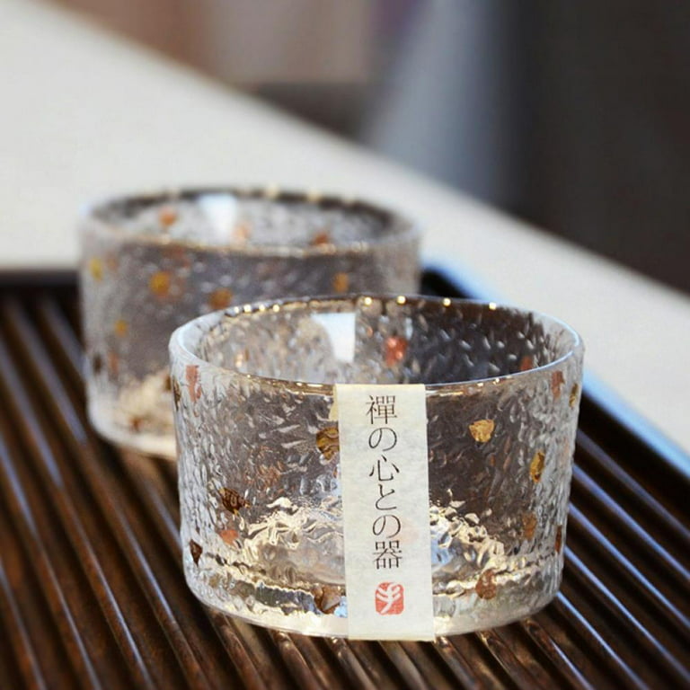 Set of 4 Japanese Style Handmade Gold Shot Glasses Espresso Shot Glasses  Japanese Tea Glasses Decorative Gold Dot Espresso Glasses 