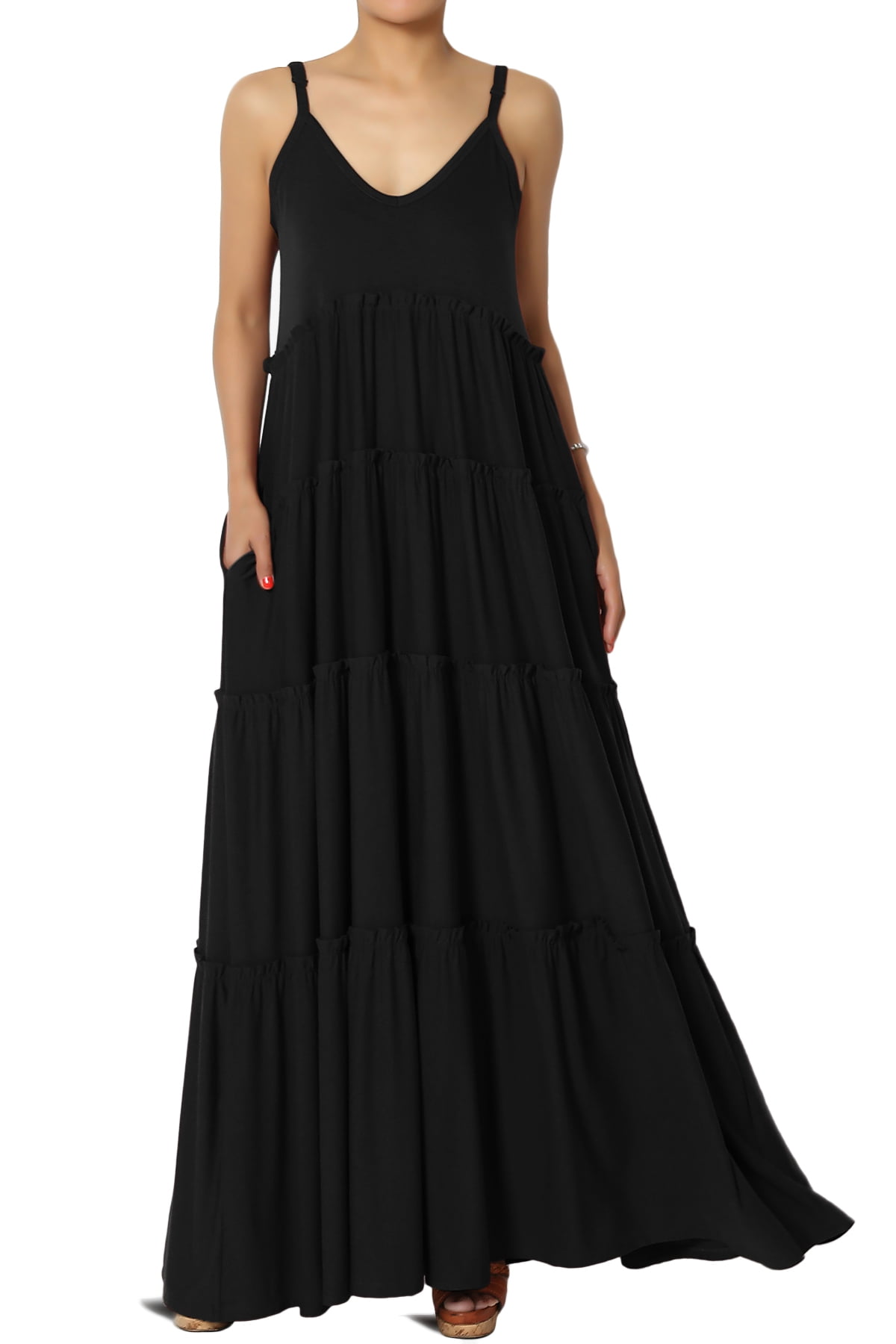 TheMogan Women's PLUS Ruffle Tiered V-Neck Cami Long Maxi Dress w ...