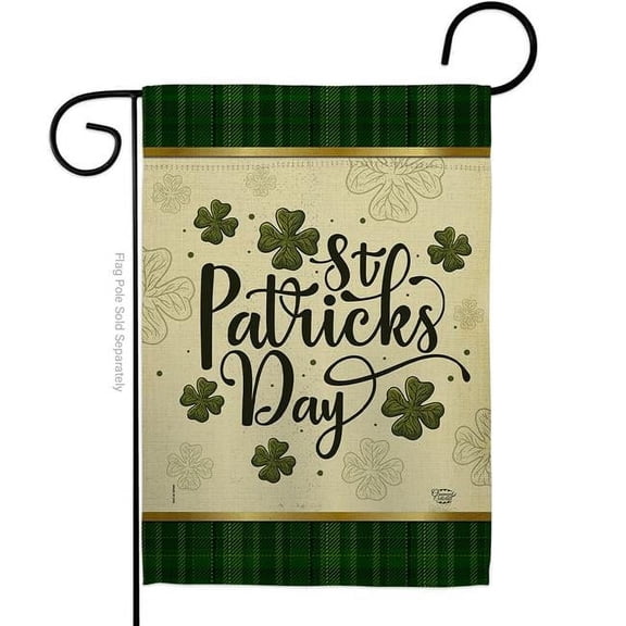 Ornament Collection G190064-BO Tartan St Patricks Springtime Double-Sided Decorative Garden Flag, Multi Color