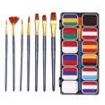 thumbnail image 3 of Pinturas faciales de 12 colores con 7 pinceles paletas de pintura corporal profesional a base de agua para vacaciones, maquillaje, escenario, cara, 3 of 9