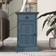 thumbnail image 4 of Harper & Bright Designs Vintage End Table with USB Ports Drawer and Cup Holders, Sofa Side Table Bedside Nightstand Narrow Table for Living Room Bedroom, Antique Navy, 4 of 11