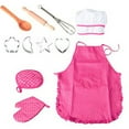 thumbnail image 4 of Juego de 11 piezas de chef para niños, juego de cocina para niños, delantales para hornear, guantes para horno, batidor de huevos, regalo para niñas, 4 of 5