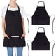 thumbnail image 1 of Jubatus 2 unidades 3 bolsillos 100% algodón ajustable babero delantal chef cocina delantales para mujeres hombres negro, 1 of 5