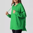 thumbnail image 4 of Women's Waffle Knit Hooded Pullover with Side Slits Casual Drop Shoulder Long Sleeve Sweatshirt Ribbed Cuff Sporty Top with Front Pockets and Relaxed Fit Streetwear Top, 4 of 11