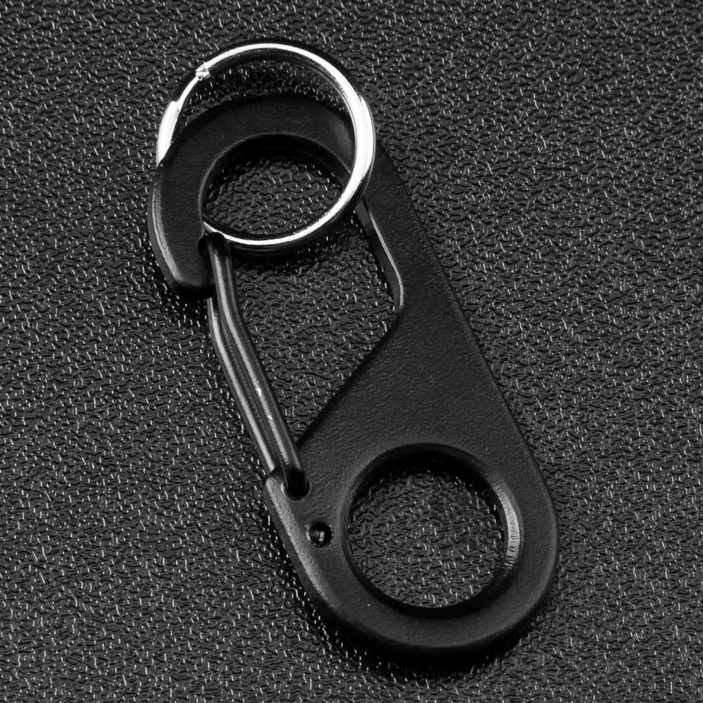2pcs Stainless Steel Snap Hook Buckles Carabiner Clips w/ Key Chain Black 
