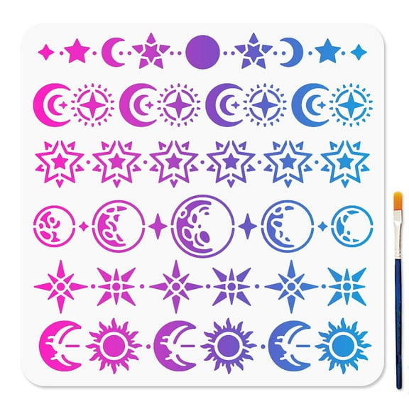 PET Hollow Out Drawing Painting Stencils for DIY Scrapbook Photo Album Moon 300x300mm
