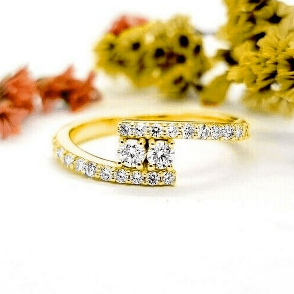 2Ct Round Cut Moissanite 14K Yellow Gold Plated Women's Anniversary Ring