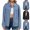 Navy, variant on Hvogkswy Oversized Jean Jacket Women Long Sleeve Button Collared Denim Jackets Comfortable Lightweight Jean Jacket Coat with Pockets