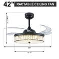 thumbnail image 2 of Saim 42 Inch Crystal Ceiling Fans with Lights, 3 Color Remote Control Retractable Invisible Blades, 6 Speeds Indoor Ceiling Light, 2 of 10