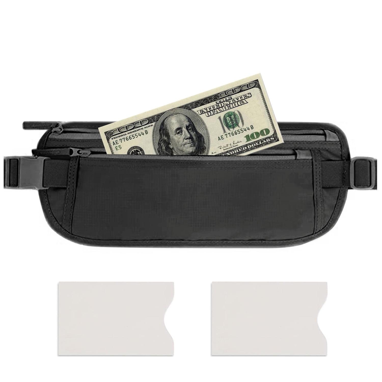 Hidden money Ultra Slim Belt Waist Pack,For Travel With RFID Blocking Sleeves Set for Daily Use black 