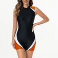 thumbnail image 6 of Swimsuits for Women Color Block Rash Guard Zipper Front Top with Swim Bottom Wetsuit Orange L, 6 of 6