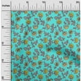 thumbnail image 1 of oneOone Cotton Jersey Turquoise Green Fabric Leaves & Flower Floral Sewing Fabric By The Yard Printed Diy Clothing Sewing Supplies 58 Inch Wide, 1 of 4
