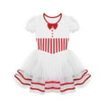 thumbnail image 3 of LiiYii Kids Girls Short Lace Puff Sleeves Ballet Skirt Tutu Lyrical Dance Dress Figure Ice Skating Outfit Red 8, 3 of 7
