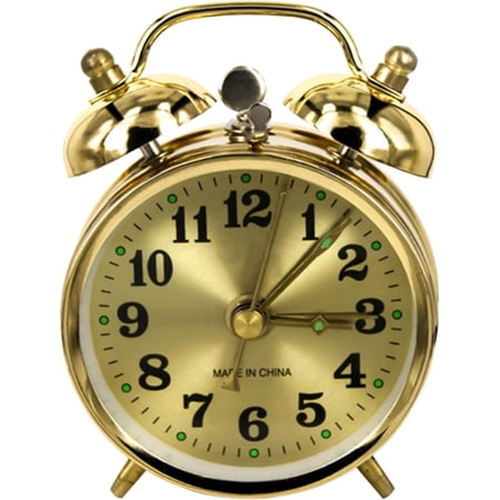 Vintage Alarm Clock, Manual Wind Up Loud Alarm Bell Clock Mechanical Gold Clock for Bedrooms Living Room