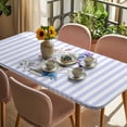 thumbnail image 3 of Easter Table Cloths for 5 Foot Rectangle Tables, Spring Rabbit Watercolor Flowers Purple Stripes Patio Waterproof Elastic Fitted Tablecloths, Washable Rectangular Table Cover for Camping, 3 of 8
